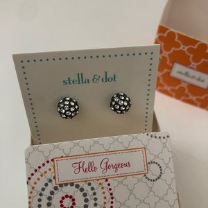 Stella & Dot Soirée Pave+Hematite Stud Earrings